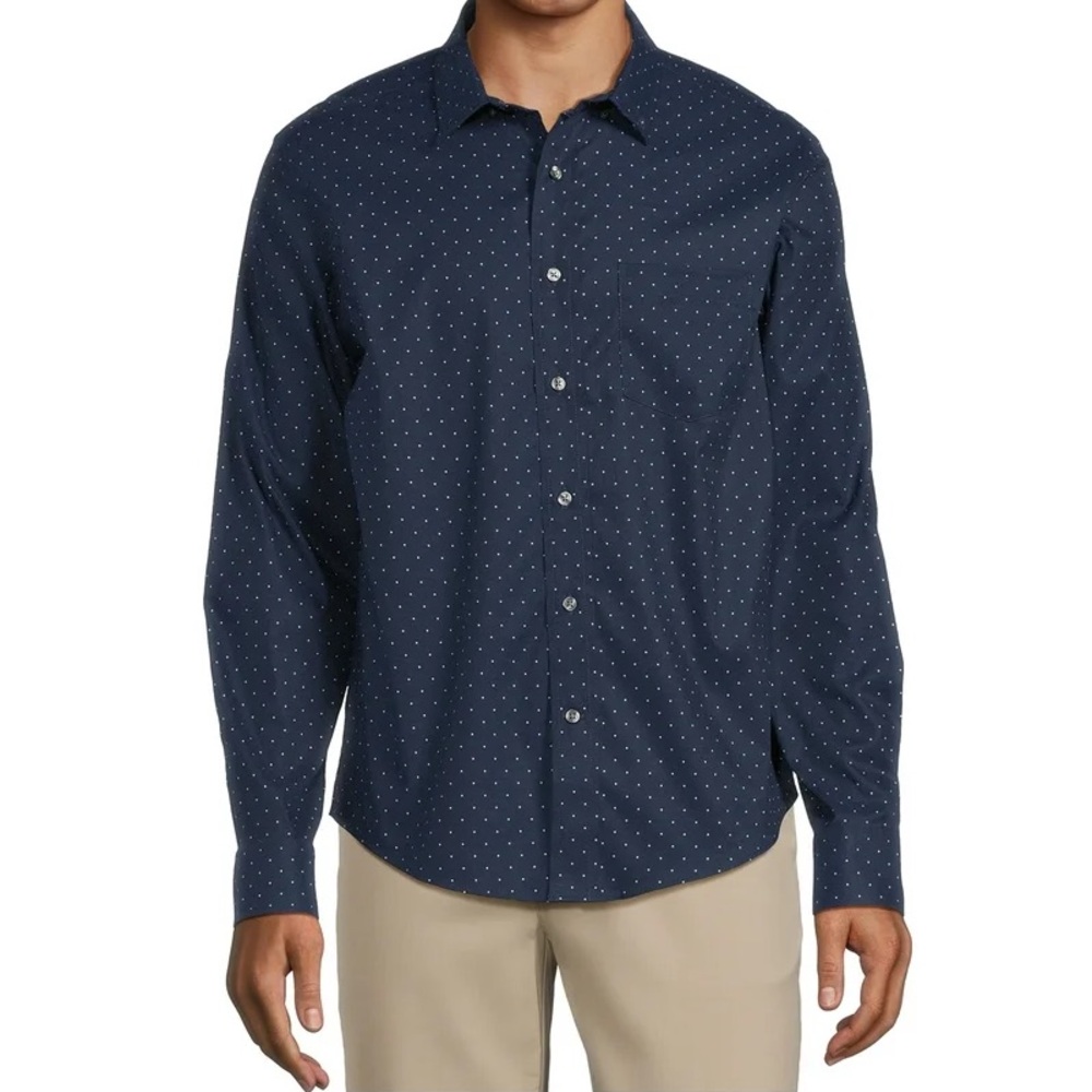 George Men's Dark Blue Polka Dot Shirt